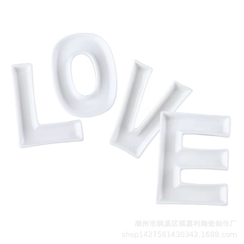 White Ceramic Letter‑Shaped "BABY" Trays, Alphabet Snack Plates for Baby Shower Party Decor & Food Serving