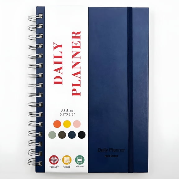 CCOCC Daily Planner Notepad with Hourly Schedule - ADHD Planner, Time Block Planning Pad, Desktop To Do List, College Supplies - 5.9 x 8.5” - Undated Sheets