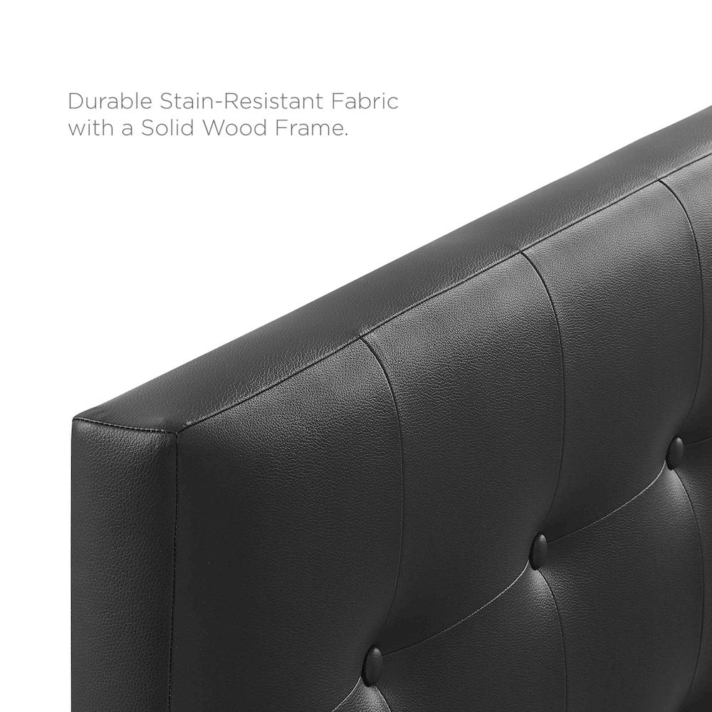 Modway Emily Queen Upholstered Faux Leather and Wood Headboard in Black