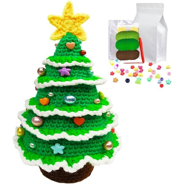 Souarts Green Christmas Tree House Beginners Crochet Kit, Christmas House  Organizer Crochet Kit, Crochet Kit for Adult Beginners with Step-by-Step