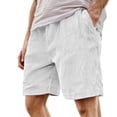 thumbnail image 2 of Mens Retro Corduroy Shorts Summer Casual Adjustable Elastic Waist Solid Color Comfortable Trousers with Pockets White M, 2 of 4