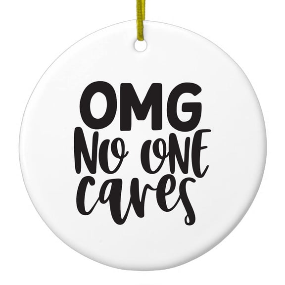 DistinctInk Hanging Ceramic Christmas Ornament - Black - Gold String, 2-3/4 inch Diameter