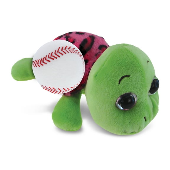 DolliBu Big-Eye Pink Shell Sea Turtle Stuffed Animal with Baseball Plush - Soft Huggable Sea Turtle, Adorable Playtime Plush Toy, Soft Plush Doll Animal Toy for Kids and Adults - 6 Inch