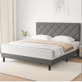 thumbnail image 2 of Queen Bed Frame, Queen Size Platform Bed with Fabric Upholstered Headboard, Light Gray, 2 of 6