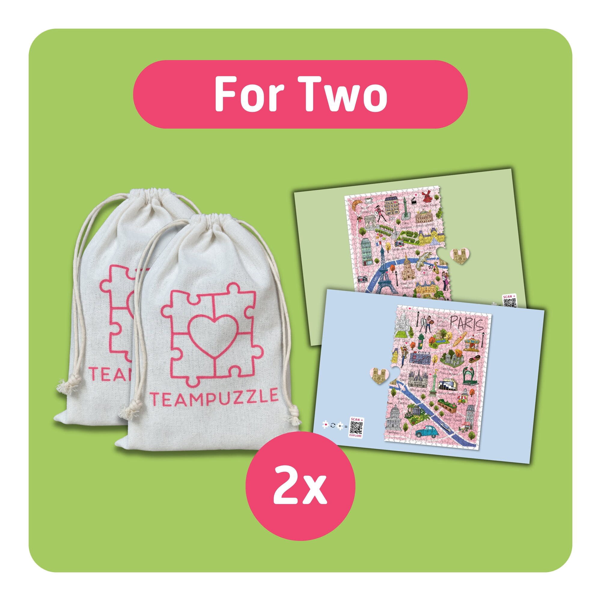 TEAMPUZZLE: Paris - 1,000pc Puzzle, 2 Jigsaw Sections, Illustrated City Destinations Map, 27 x 19", Includes Code Extras, Family & Friends 12+