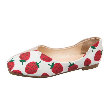 

NECHOLOGY Casual Womens Shoes Size 9 Ladies Fashion Fruit Print Cloth Comfortable Work Shoes for Women Business Casual Shoes Red 6.5