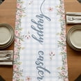 thumbnail image 5 of Easter Bunny Floral Table Runner, Spring Flowers Checkered Watercolor Washable Cotton Linen Table Runners 60 Inches Long, Dresser Scarf Runner for Coffee/TV Stands/Kitchen/Cabinets 13''x60'', 5 of 9