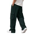 thumbnail image 3 of Glisme Pants For Men High Waist Straight Leg Loose Fit Solid Color Slacks Simple Bottoms M Dark Green, 3 of 8