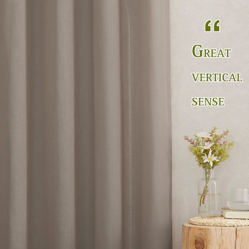 NICETOWN Sheer Curtains for Living Room, Grommet Semi Sheer Linen Window Treatment Linen Weave Vertical Drapes Privacy with Light Filter for Bedroom, 52"x72", Burlap, 2 Panels