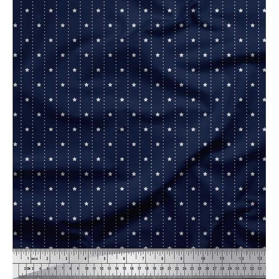 Soimoi Blue Rayon Fabric Dots & Star Print Fabric by Yard 42 Inch Wide