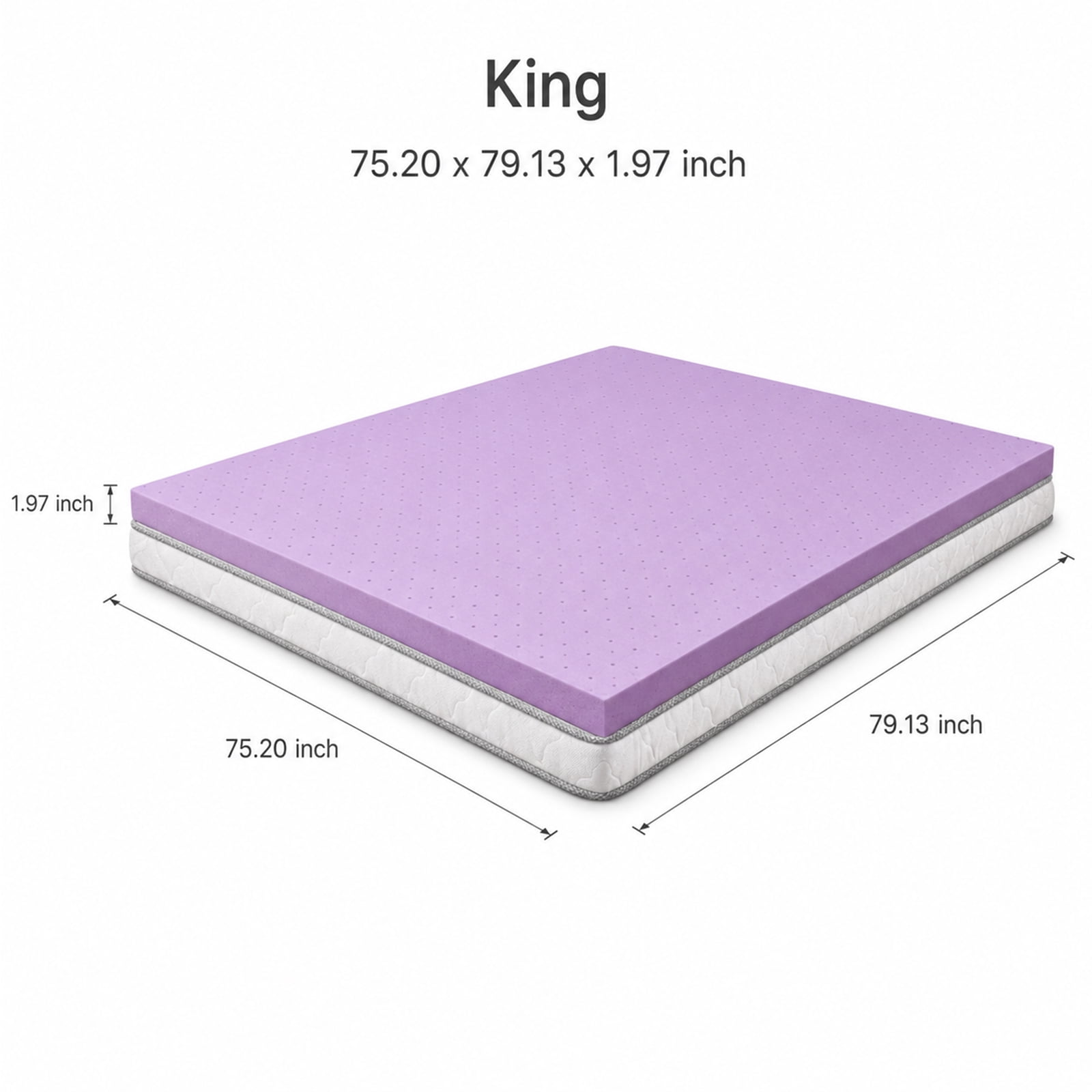 Alvantor 2 Inch Gel Memory Foam Mattress Topper, Ventilated Soft Pressure Relieve Mattress Pad, Breathable Bed Topper, Home Essential, Suitable for All Ages, Purple