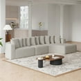 thumbnail image 4 of 131.1 Inch Chenille Sectional Sofa Set With 10 Pillows, Modern L Shaped Curved Couch For Living Room, Right Chaise Fabric Corner Sofa, No Assembly Required, 4 of 9
