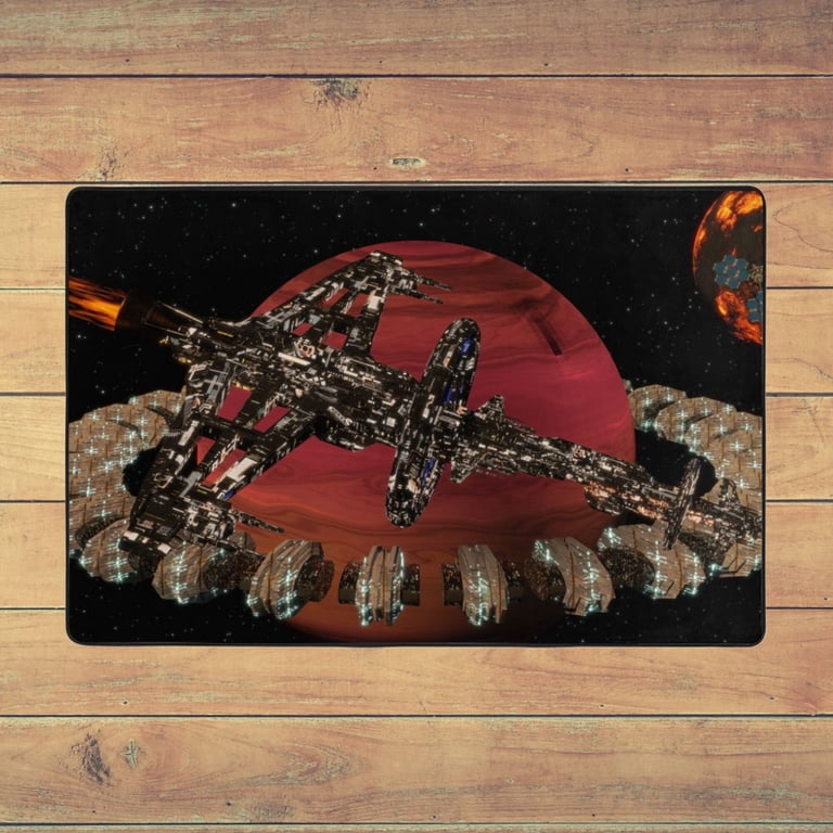 XMXY Alien Spaceship Attack Background Area Rugs Doormat Outdoor