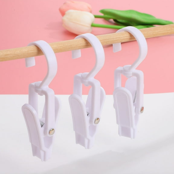 ULTNICE Clothes Pins Swivel Hooks White Plastic 10Pcs