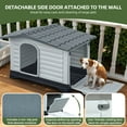 thumbnail image 4 of Uforic 43.7"Large Waterproof Plastic Dog House with Porch & Cushion, Outdoor Indoor Double Door Doghouse,Gray,43.7"L x 33"W x 31.6"H, 4 of 9