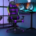 thumbnail image 3 of Gymax Gaming Chair Adjustable Swivel Computer Chair w/ LED Lights & Remote Purple, 3 of 10