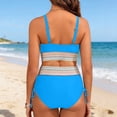 thumbnail image 4 of Women High Waisted Bikini Sets Two Piece Swimsuit for Women Tummy Control Swimsuits Color Block Drawstring Bathing Suit, 4 of 6
