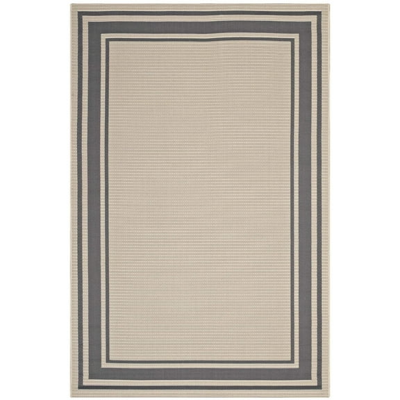 Ergode Rim Solid Border 5x8 Indoor and Outdoor Area Rug - Gray and Beige