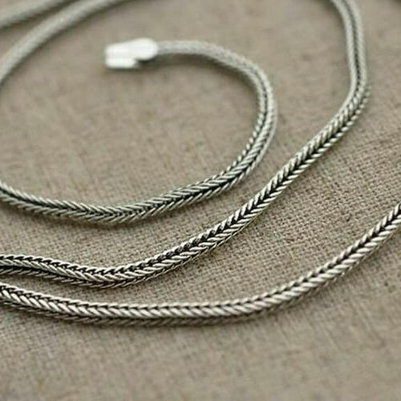 QQTDFG 925 Sterling Silver 2.5mm Foxtail Heavy 12~22g Chain Necklace 18~32" Men A2894-18" - 45cm