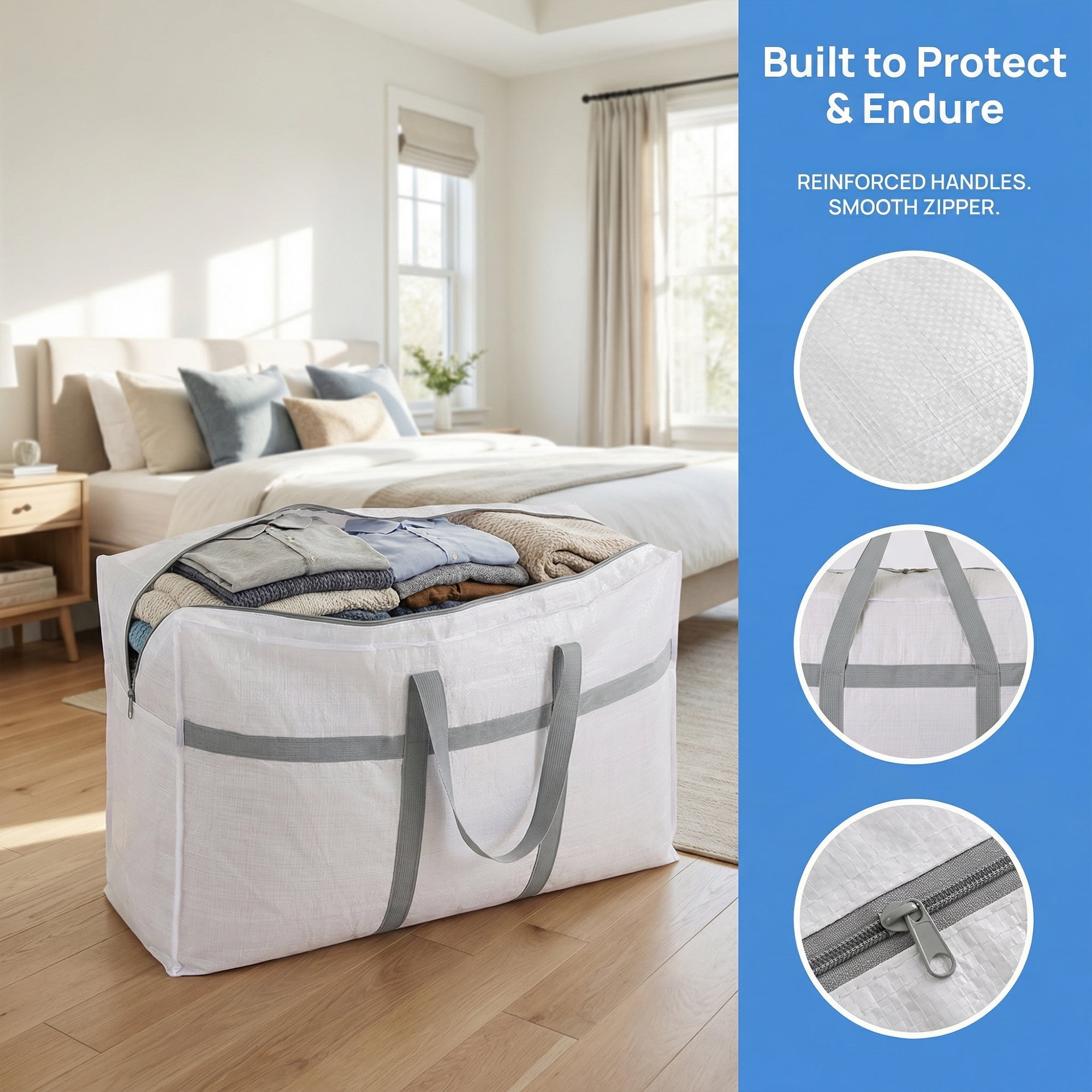 Unique Bargains Clothes Storage Bags for Organizing Clothing White 39.4"x11.8"x22.8"