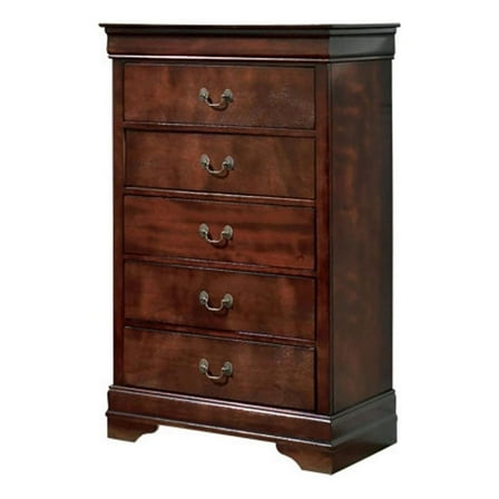 Bowery Hill Transitional 5-Drawer Wood Chest in Warm Dark Brown