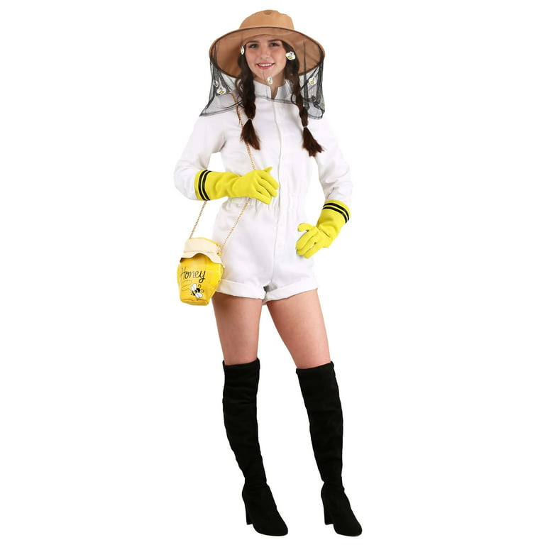 Women's Busy Beekeeper Costume, Size: Small, White