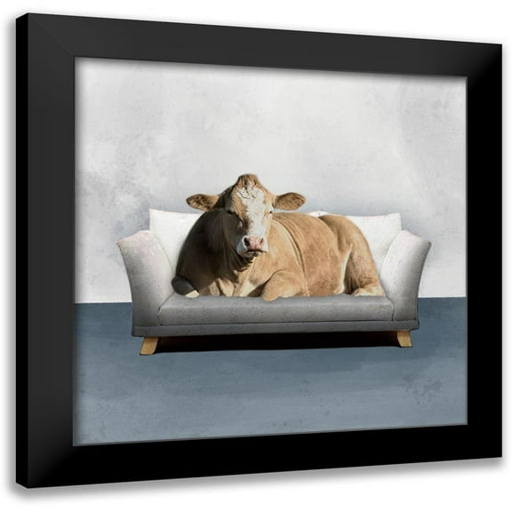 Prime, Marcus 12x12 Black Modern Framed Museum Art Print Titled - Lounge Cow