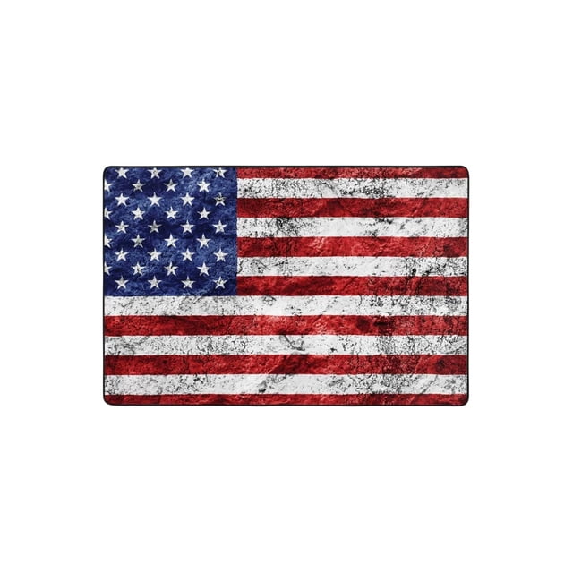 SIYTUAU Independence Day Floor Mat With Patriotic Flag Pattern For Patio Doorway And Garden Decoration Non Slip Backing And Washable Polyester Material Rug 23.62 X 15.75 Inches