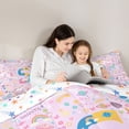 thumbnail image 5 of jejeloiu Cute Unicorn Monogram S 7 Pieces Bedding Comforter Set For Girls,Colorful Star Initial Art Full Bedding Set For Kids,Colorful Stars Reversible, 5 of 7