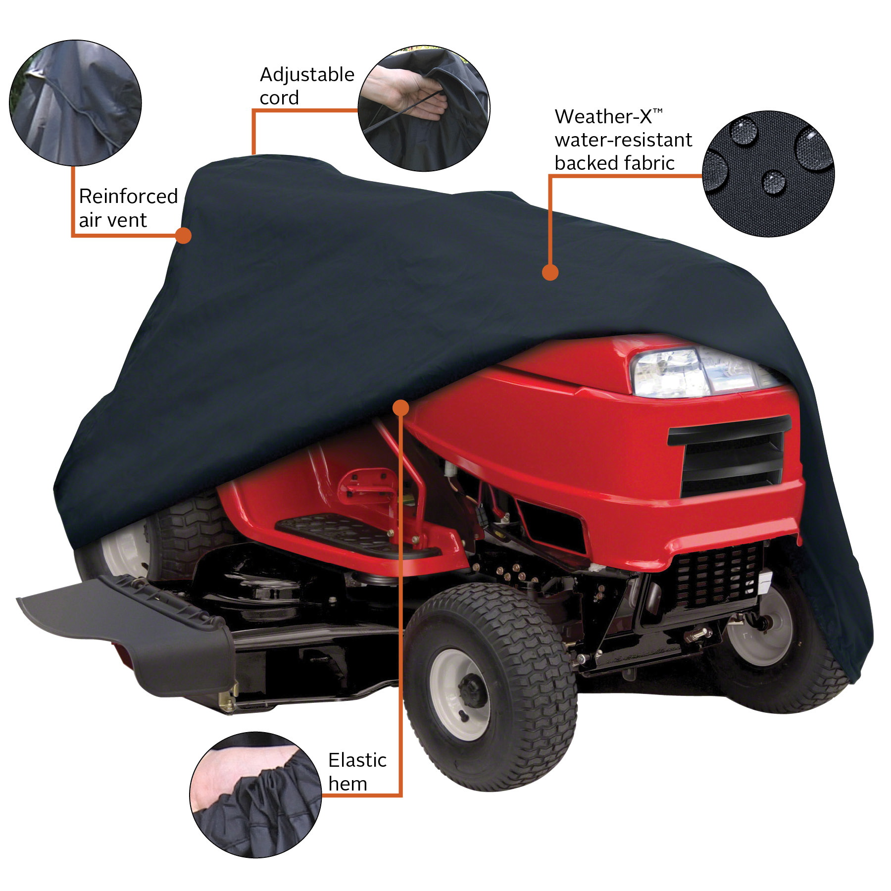 Classic Accessories Black Riding Lawn Mower Tractor Storage Cover, Fits Lawn Tractors with Decks 54"W - image 4 of 7