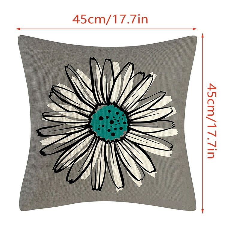 Oversized Throw Pillows for Bed Western Throw Pillows for Couch Porch Pillows Green Pillowcase Modern Daisy Pillowcase Decorative Outdoor Linen Square
