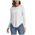 thumbnail image 4 of Diufon Womens Fall Tunics Cotton Solid Color Pullover Tops Round Neck Long Sleeve Tops, 4 of 4