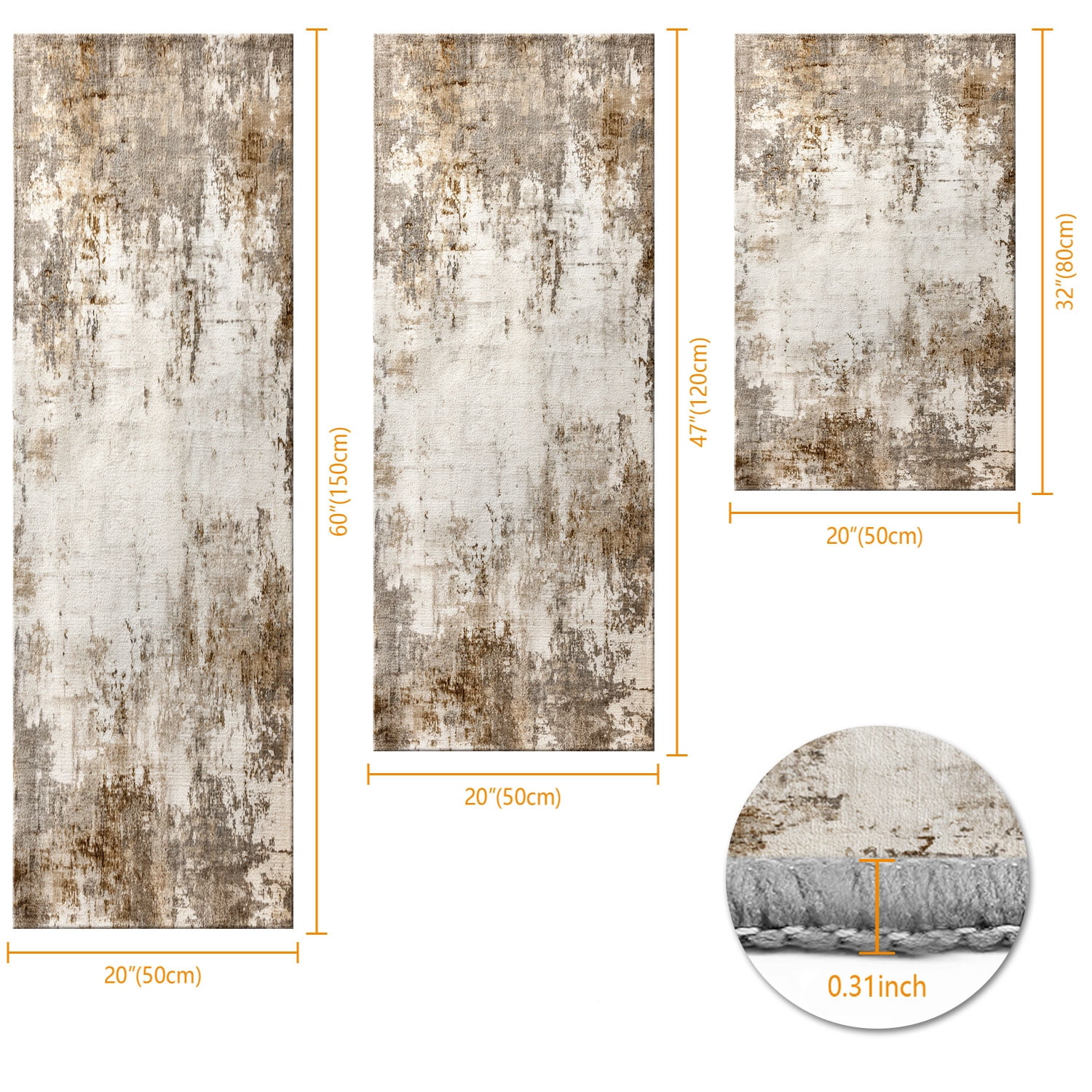 Three-Piece Kitchen Rug Set, Abstract Pattern Kitchen Hallway Rug, Soft And Comfortable, Suitable for Sinks, Floors, Entrances, Hallways, Bathrooms