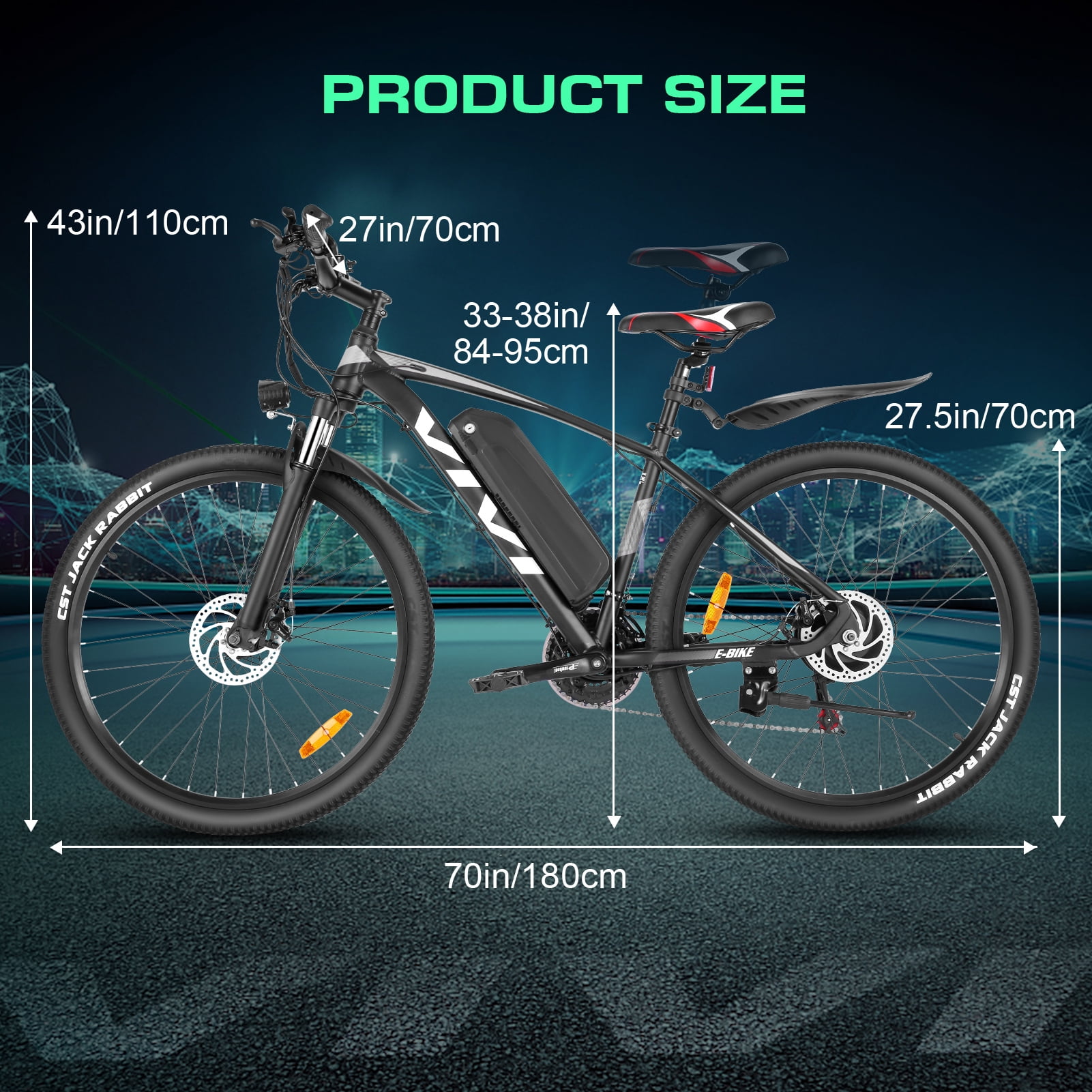 Vivi Electric Bike for Adults 27.5" Electric Mountain Bike 48V 500W High-Step Electric Bike 21 Speed Adult Commuter Bike 19.8MPH with Cruise Control, UL2849 Certified
