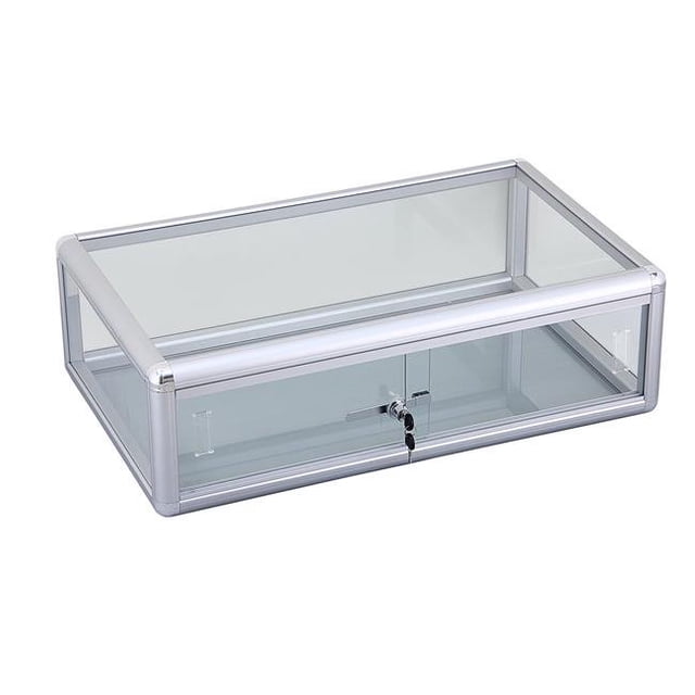 30 x 9 in. Glass Countertop Showcase Tower Display Case, Silver