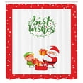 thumbnail image 3 of Ambesonne Christmas Shower Curtain, Best Wishes Elf and Santa, 69"Wx84"L, Vermilion Green and White, 3 of 3