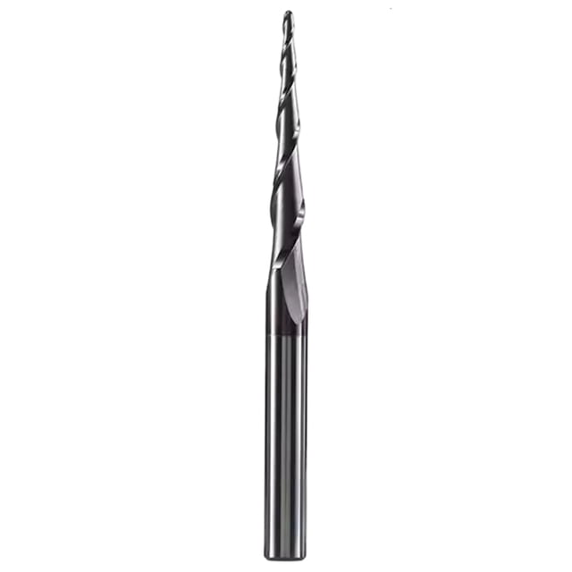 Fresa de bola cónica con vástago de 8 mm, carburo sólido, P2BC, R1.0