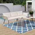 thumbnail image 2 of Uforic 3-Piece Outdoor Woven Rope Sectional Sofa Set Patio Furniture, L-Shaped Conversation Set w/ Table - Beige, 2 of 12