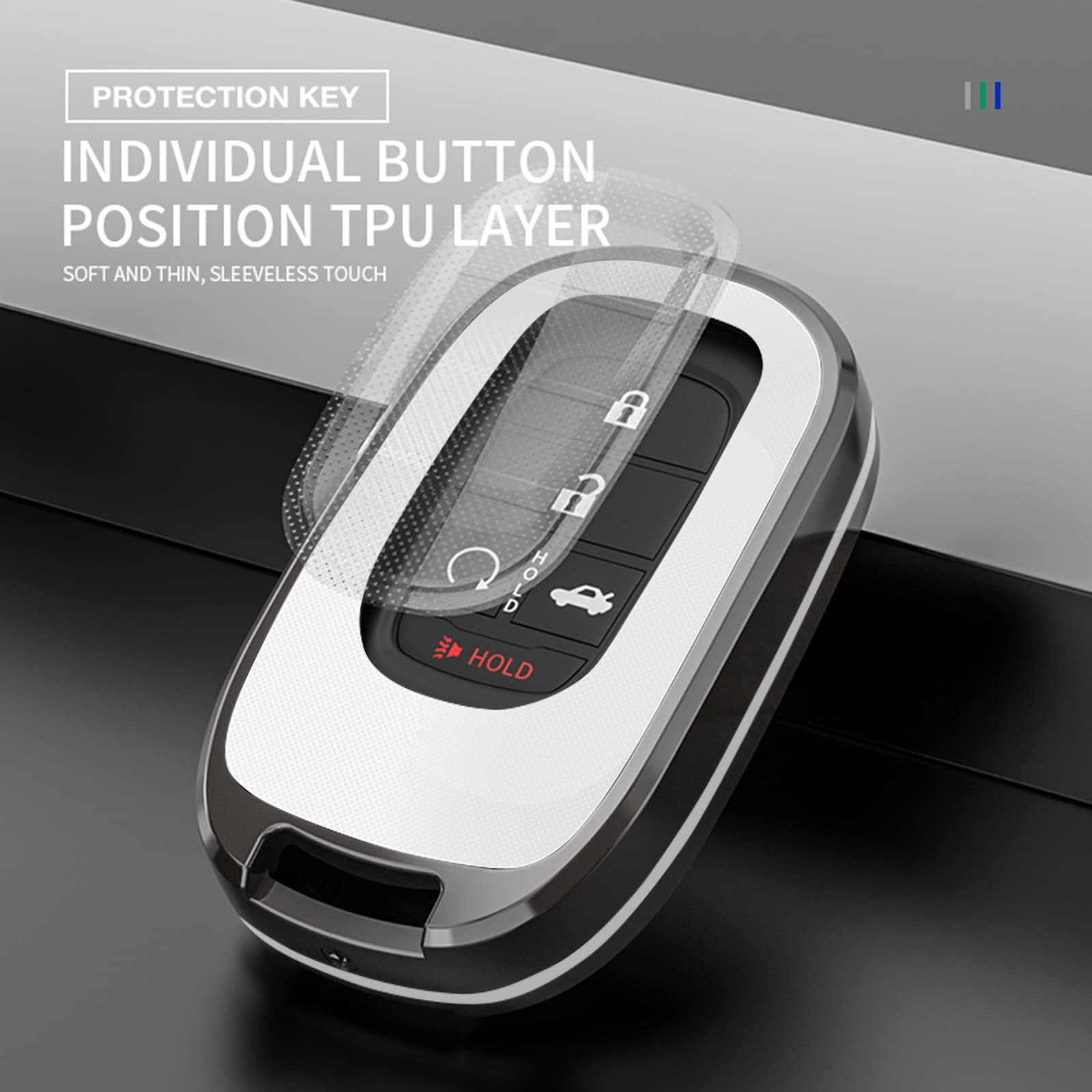 for Honda Key Fob Cover, Honda Accessories TPU+Zinc Alloy Key Fob Case for 2022 2023 2024 Honda Accord Civic HR-V CR-V Pilot Sport SI EX EX-L Touring Smart Key