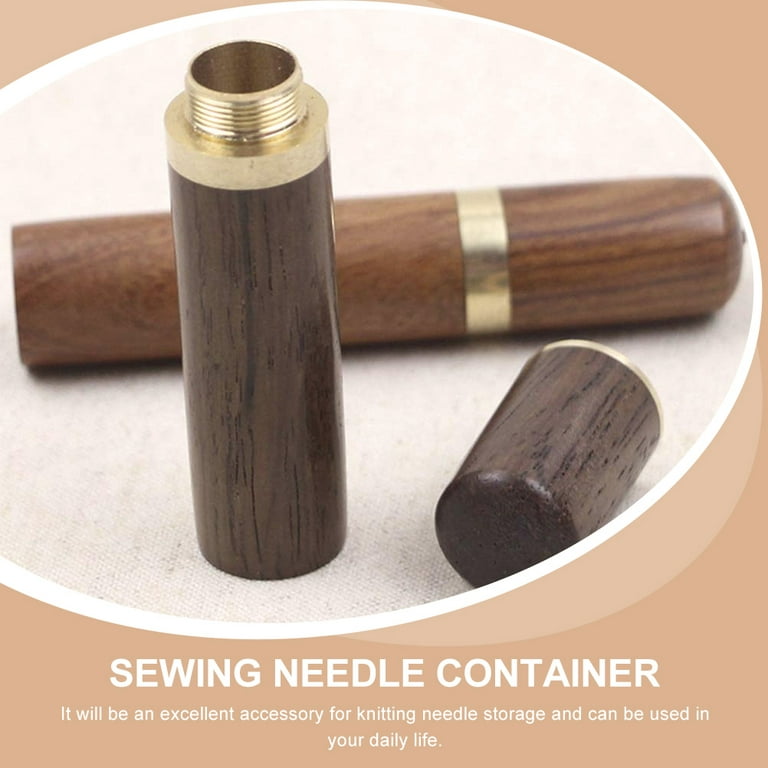 New Wooden Sewing Needle Storage Tube Case for Leathercraft 