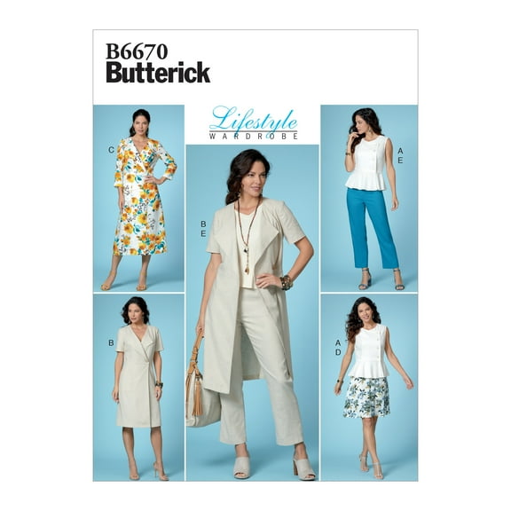 Butterick Sewing Pattern 6670 Tops, Dresses, Skirts, Trousers
