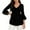 Black, variant on Ahabrexf Women's Fashion Top, Double Layer Mesh with Glittering Gold Hot Stamping and Ruffle Detail Three-Quarter Sleeve Elegant Collar Blouse