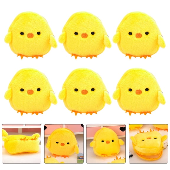 MERRYHAPY 6-Pack Small Plush Chicken Purses Change Wallets for Travel and Everyday Use