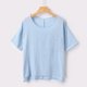 thumbnail image 4 of Gibobby Blusa de Trabajo de Manga Corta Blusa superior algodón y lino con bolsillo manga corta para mujer(Azul,XL), 4 of 5
