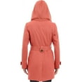 thumbnail image 3 of Wutalume Women's Solid Color Winter Thickened Wool Blend Long Coat with Lining, Elegant and Warm, Oversized Fit, Ideal for Formal and Casual Occasions in Cold Seasons,Red 2XL, 3 of 4