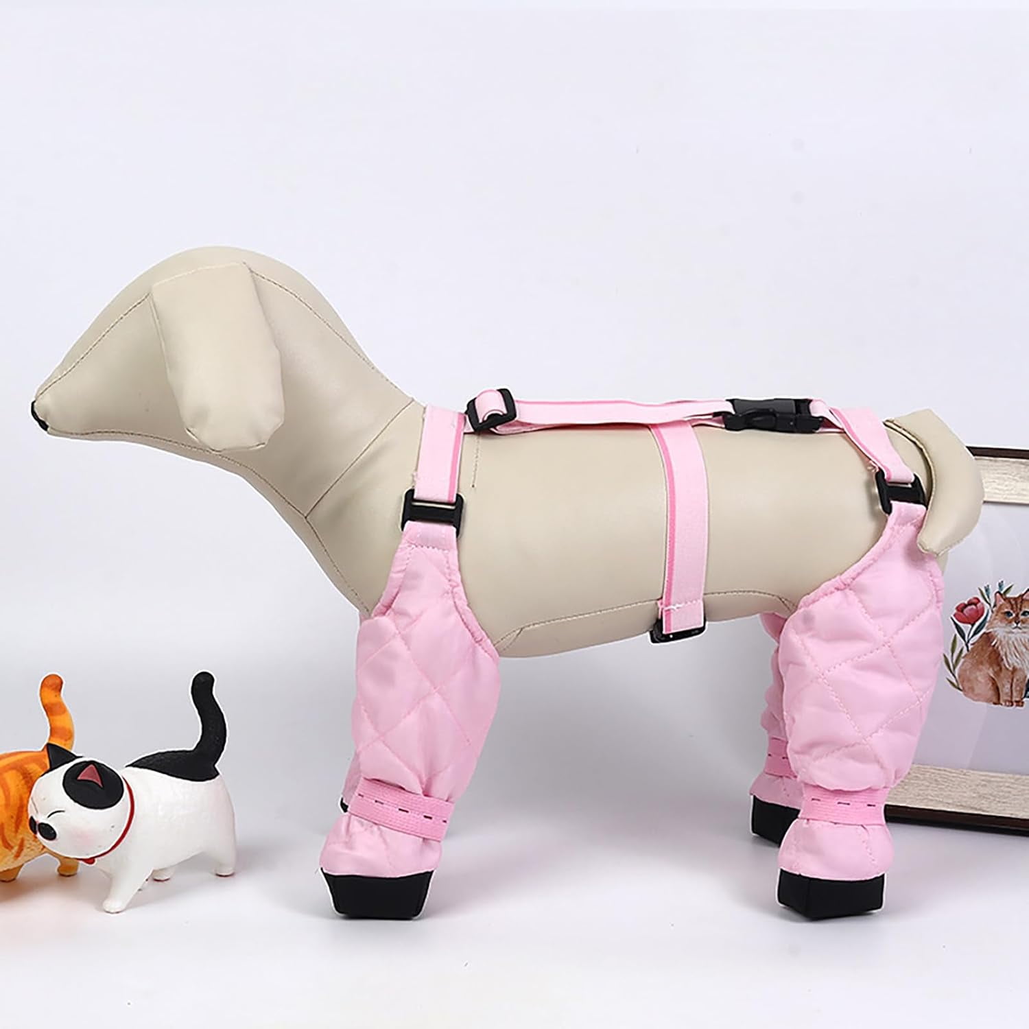Bottes Imperméables Anti-Neige Pour Chien - Pantalon Bretelles Réglable Taille S/M, Vert Foncé