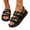 Black, variant on Womens Denim Double Buckle Sandals, Distressed Raw Edge Platform Slides, Fashionable Slip-On Summer Beach Slippers with Embroidered Open Toe Design