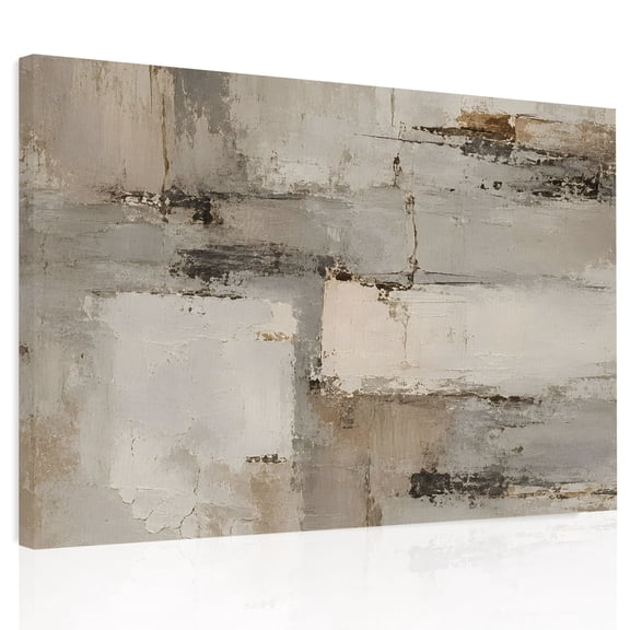 Brown Brushstrokes Canvas Print Wall Art Modern Abstract Art Minimalist Color Blocks Wall Decor Modern Artwork Paintings Pictures for Living Room Stretched and Framed Ready to Hang - 12" x 16"