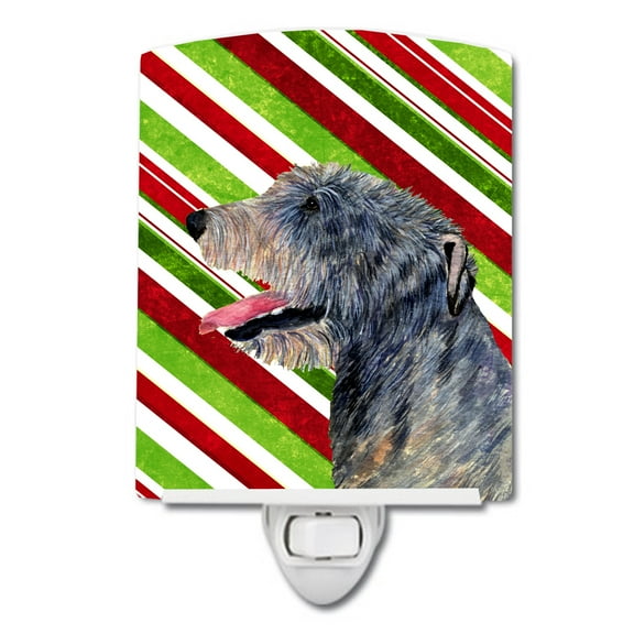 Caroline's Treasures SS4575CNL Irish Wolfhound Candy Cane Holiday Christmas Ceramic Night Light, 6x4x3", multicolor
