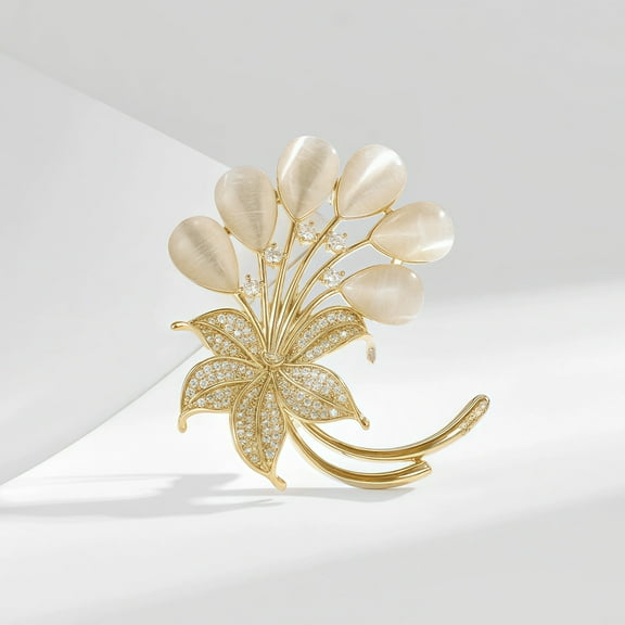 Exquisite Opal Brooch Fashion Zircon Mosaic Brooch Accessories